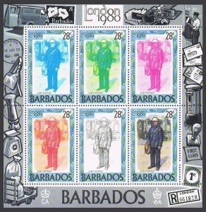 Barbados 532-533 af sheets, MNH. Michel 502-513 klb. LONDON-1980, Early mailmen.