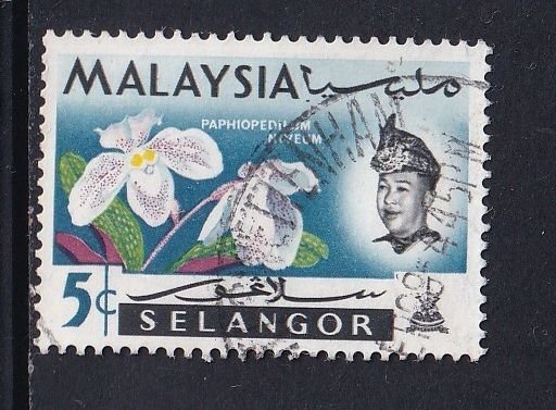 Malaysia Selangor  #123  used 1965 orchids 5c