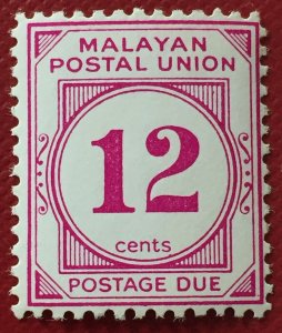 MALAYAN POSTAL UNION 1962 Postage Due 12c MSCA P.12½ CSP MLH SG#D20a M5203