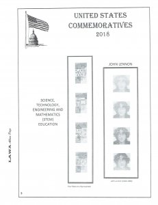 2018 US COMMEMORATIVE  ISSUES SUPPLEMENT – LAWA Album Pages