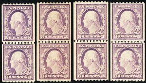 489, Mint NH 3¢ Four F-VF Coil Pairs CV $90.00 * Stuart Katz