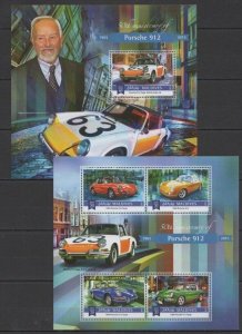 Uu0663 2015 Maldives Porsche 912 Transport Cars 1Bl+1Kb Mnh