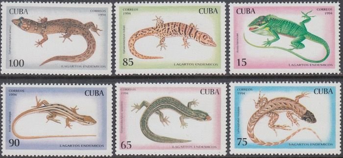 Cuba Scott # 3617-22 CPL MNH SET of 6 Diff LIZARDS