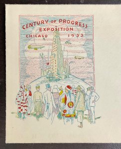 729  Harry Ioor Cachet 1933 Century of Progress  FDC  P-11