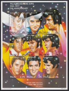 Palau 1992 MNH Sc 310 Sheetlet of 9 29c Elvis