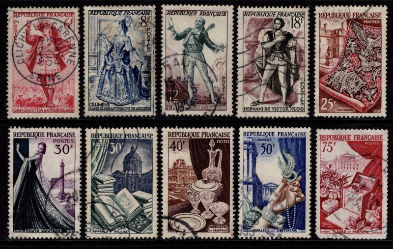 France 1953-55 National Industries & Literary Figures, Part Set [Used]