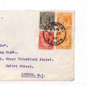 HH70 1932 Kenya Nairobi Cover GB London {samwells-covers}PTS