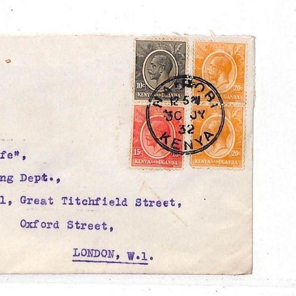 HH70 1932 Kenya Nairobi Cover GB London {samwells-covers}PTS