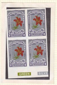 CANADA VD SL73 BLOCK OF 4 LILY SILVER BACKGROUND OVERPRINT OG NH U/M VF