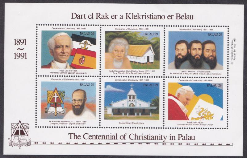 Palau # 288, Christianity in Palau Centenary, Souvenir Sheet, NH 1/2 Cat.