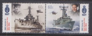 AUSTRALIA - 2011 CENTENARY OF AUSTRALIAN NAVY - 2V - SE-TENANT MINT NH