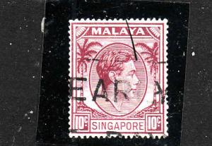 Singapore-Sc #9a-used-10c plum-1950-