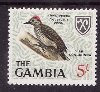 Gambia-Sc#225-unused NH 5sh Little Woodpecker-Birds-id4-1966-