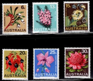 AUSTRALIA Scott 434-439 MNH** Flower stamp set 1968
