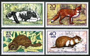 Germany DDR/GDR 1172-1175, MNH. Fur Auction. Rabbit, Red fox, Mink, Hamster,1970