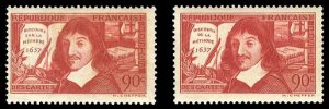 France, 1900-1950 #330-331 (YT 341-342) Cat€16, 1937 Descartes, set of two,...