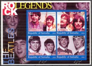 Somalia 2002 Music Rock Legends The Beatles Sheet MNH Private