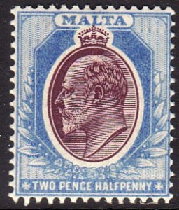 1903 - 1904 Malta KEVII 2½ pence issue Wmk 2 MVVLH Sc# 24 CV $35.00