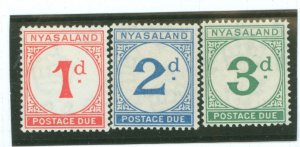 Nyasaland Protectorate #J1-J3 Unused Single