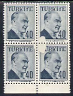 Turkey 1957 Ataturk 40k slate unmounted mint marginal blo...