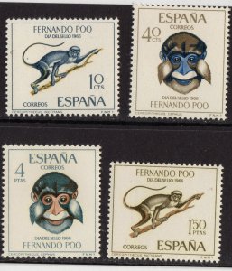 Thematic stamps fernando poo 1966 stamp day monkeys 292/5 mint