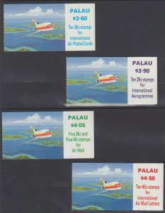 Palau Sc C18a-C20b MNH. 1989 Aircraft, 4 Intact Booklets