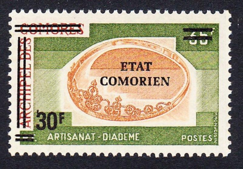 Comoro Is. Overprint 'Etat Comorien' 30 Fr on 35 Fr Diadem SC#142 MI#221