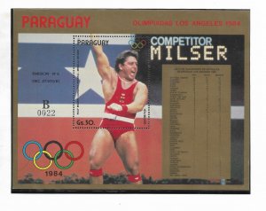 PARAGUAY 1985 WINNERS OF SUMMER OLYMPIC GAMES LOS ANGELES 84 SOUVENIR SHEET MNH