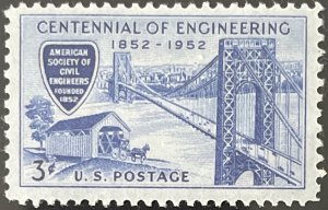 Scott #1012 1952 3¢ Engineering Centennial MNH OG VF/XF
