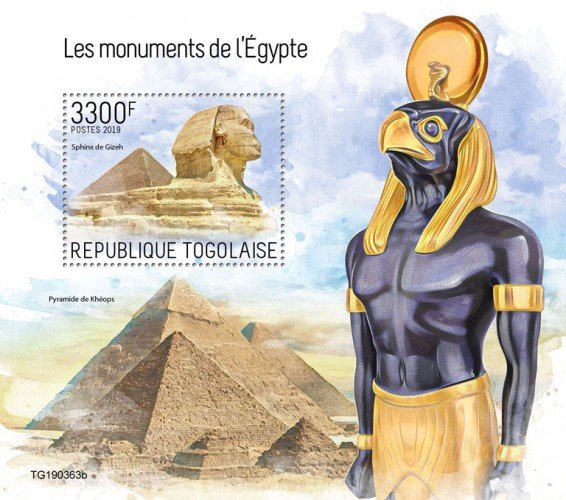 TOGO - 2019 - Monuments of Egypt - Perf Souv Sheet - MNH