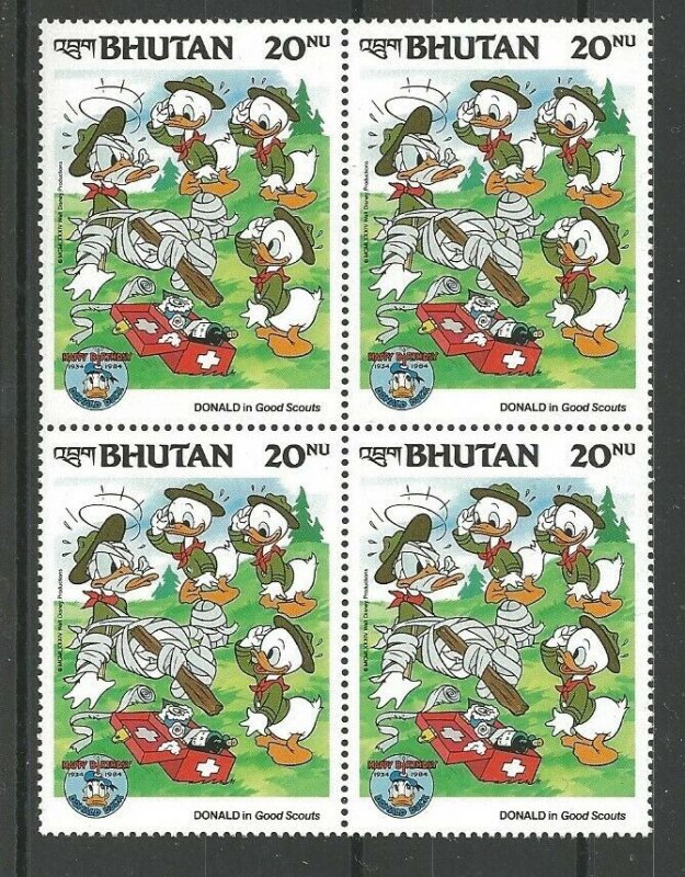 1985 Bhutan Boy Scouts Donald Duck block