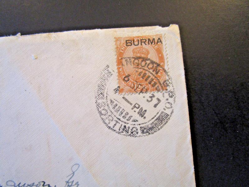 Burma 1937 Cover / Forwarded to Scotland - Z5146