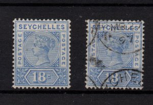 Seychelles 1897 18c blue SG31 fine mint & fine used WS36455