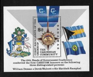 Bahamas 1994 Receipients of Order of Caribbean Community Flag Arms S/S MNH 