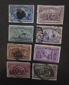 US Stamp Lot 230 231 232 233 234 235 236 237 238 Columbian Exposition T19640