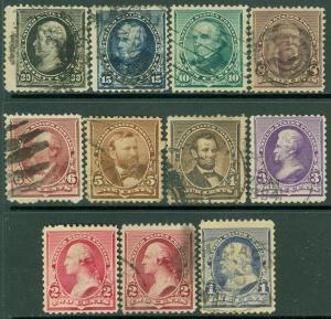 EDW1949SELL : USA 1890-93 Scott #219-28 VF-XF, Used. Nice set. Catalog $127.00.