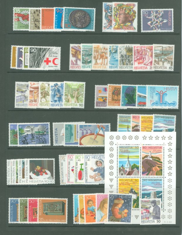 Switzerland #772-816a/B522-540  Single (Complete Set)