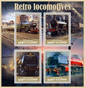 Stamps.Transport. Trains. Locomotives 2022 year 1+1 sheets perf Congo