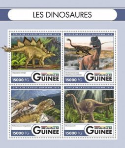 Guinea - 2016 Dinosaurs on Stamps - 4 Stamp Sheet - GU16512a