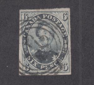 Canada Sc 5 used. 1855 6p slate gray Prince Albert, 21 cancel, Greene Cert.