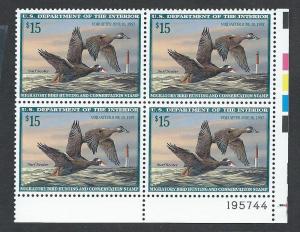 UNITED STATES SC# RW63 VF MNH 1996 Pl#195744 LR B/4