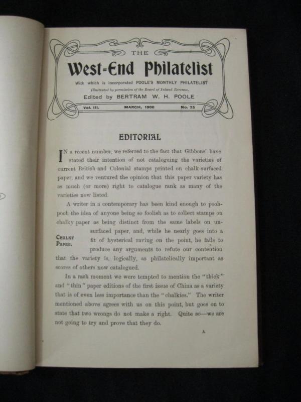 THE WEST END PHILATELIST BOUND VOLUME  III (MAR 1906-FEB 1907)