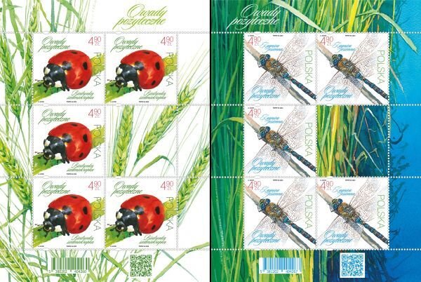 Poland 2024 Beneficial Insects ladybug dragonfly set of 2 sheetlets MNH