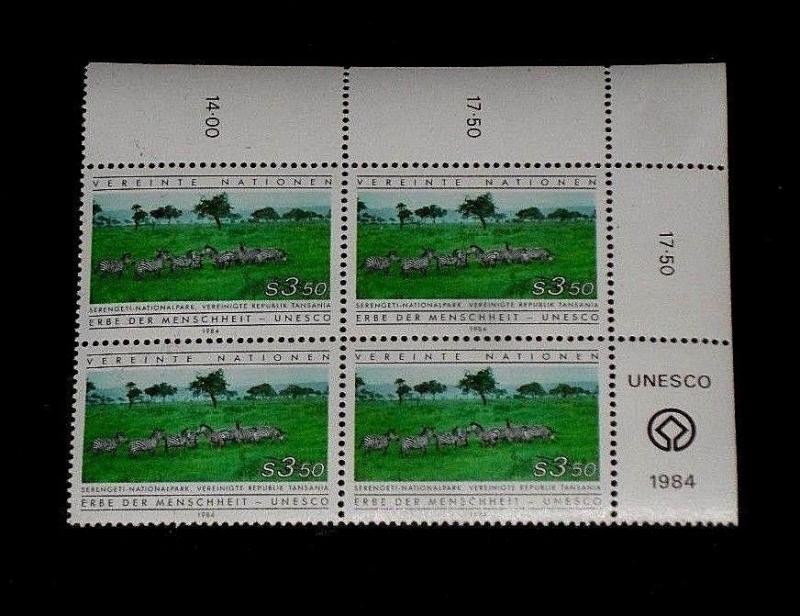 U.N. 1984, VIENNA #42, WORLD HERITAGE. INSC. BLK/4, MNH, NICE!! LQQK!!