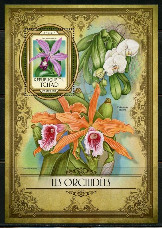 CHAD 2017  ORCHIDS   SOUVENIR SHEET  MINT NEVER HINGED