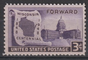 U.S.  Scott# 957 1948 XF MNH Wisconsin Statehood