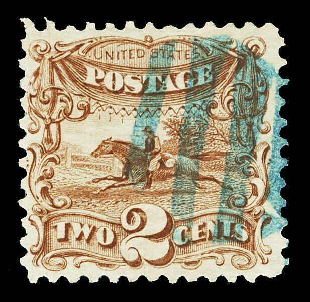 Scott 113 1869 2c Horse & Rider Pictorial Used F-VF with Blue Cancel Cat $130