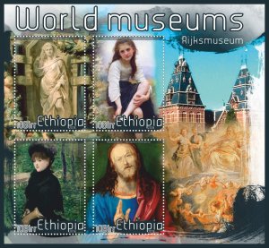 Stamps.  Art, painting, world museums 2018 1+1 sheets perforated