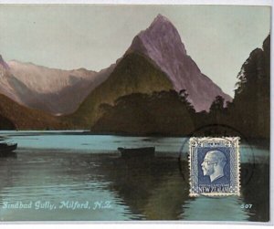 NEW ZEALAND Postcard *Mitre Peak Sindbad Milford* View Side 1929 MOUNTAIN PJ66