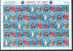 Denmark. Christmas Sheet Mnh 2002. Lions Club. Local Herlev. Santa,Valentines